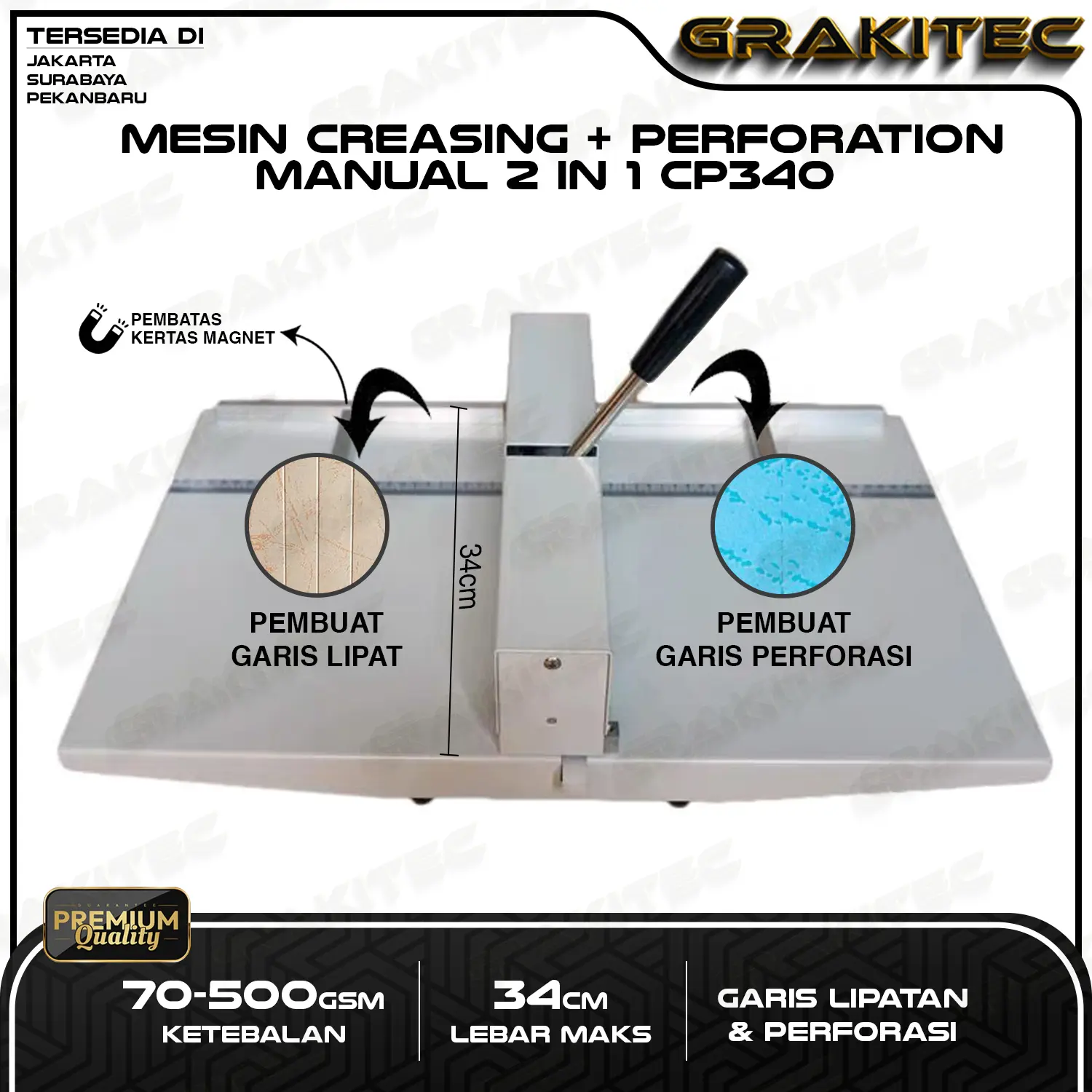 Grakitec Mesin Creasing Manual C460 A3 Pembuat Garis Lipatan Buku Undangan