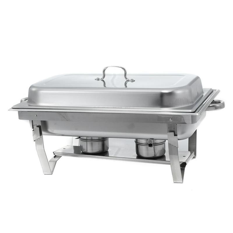 Product Introduction of 9L 3 Plates Foldable Stainless Steel Square Buffet Stove Dish Set Container Food Warmer Chafing Dish Full Buffet 16