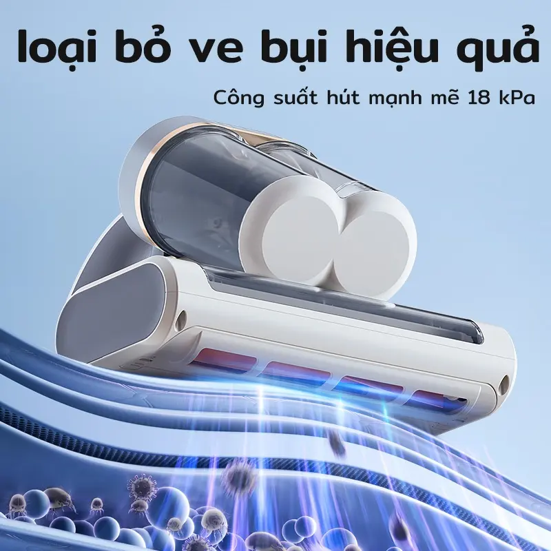 Máy hút bụi cầm tay TJean cho giường nệm – Lực hút 18Kpa, UV diệt khuẩn, hộp bụi kép 6