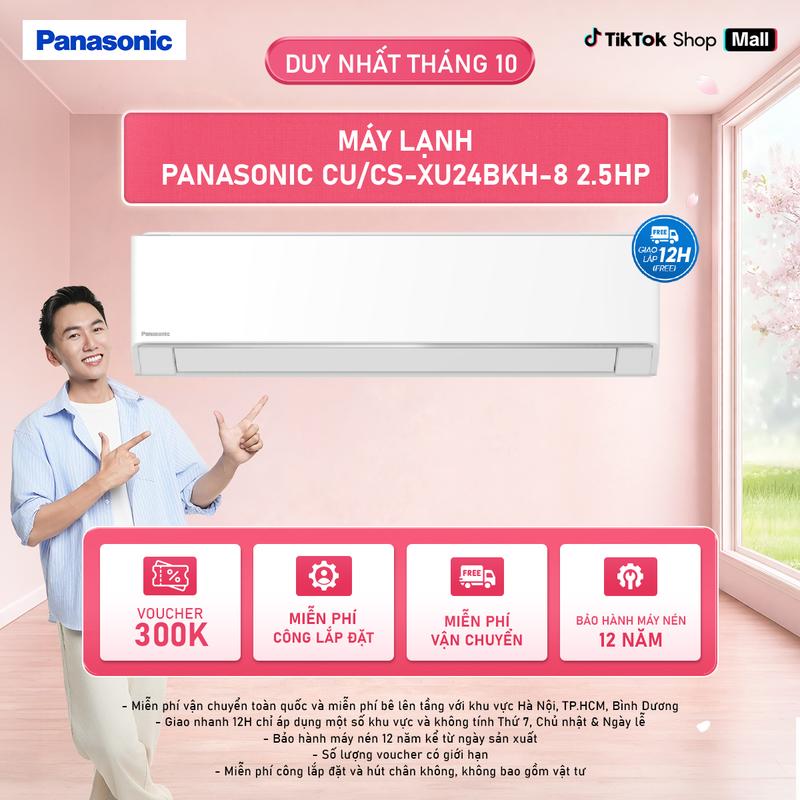 Điều hòa Panasonic Inverter CU/CS-XU24BKH-8 - 2.5HP - Một chiều - Lọc sạch không khí NanoeX - Wifi
