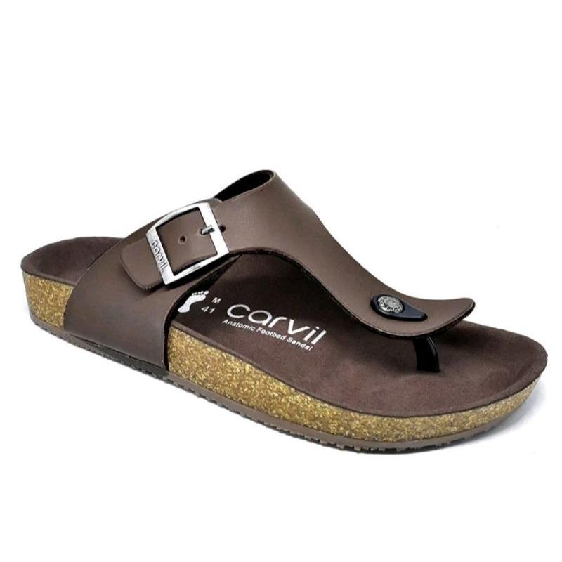 Sandal Japit Carvil Puyu original bergaransi Warna Hitam Cokelat Tan pria wanita size 38-43 Jepit
