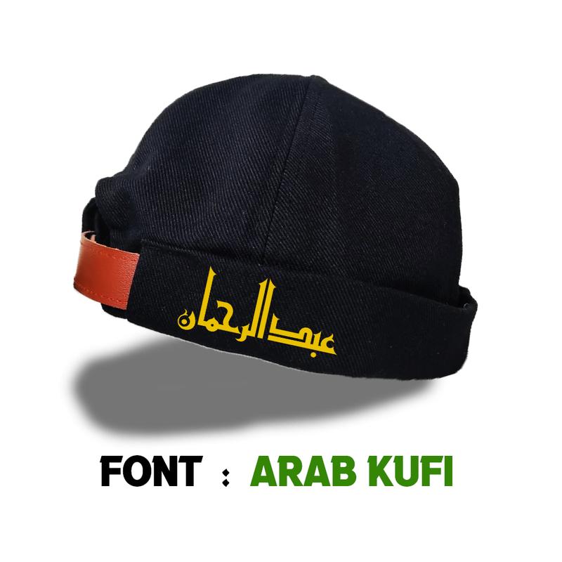 Topi Peci  Pria Dewasa Sablon Nama Sendiri Muslim Kopiah Songkok Hitam 0