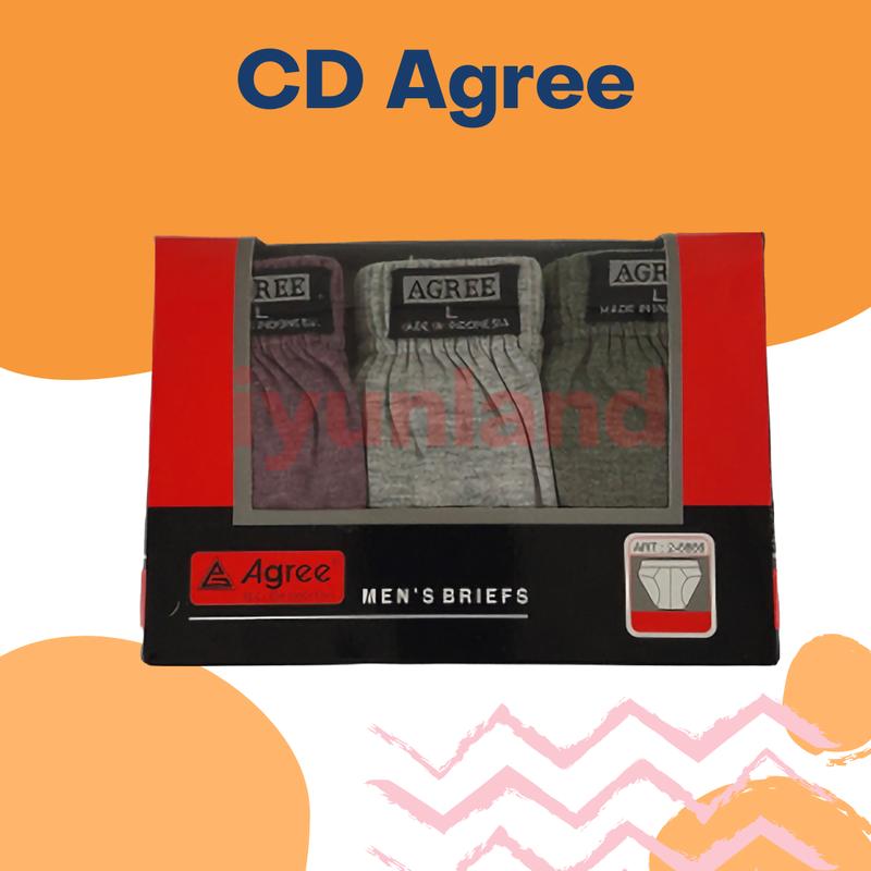 AGREE SET 3 pcs Celana Dalam Pria Dewasa - CD Agree MERAH - sempak KEMASAN Kotak isi 3pcs 1