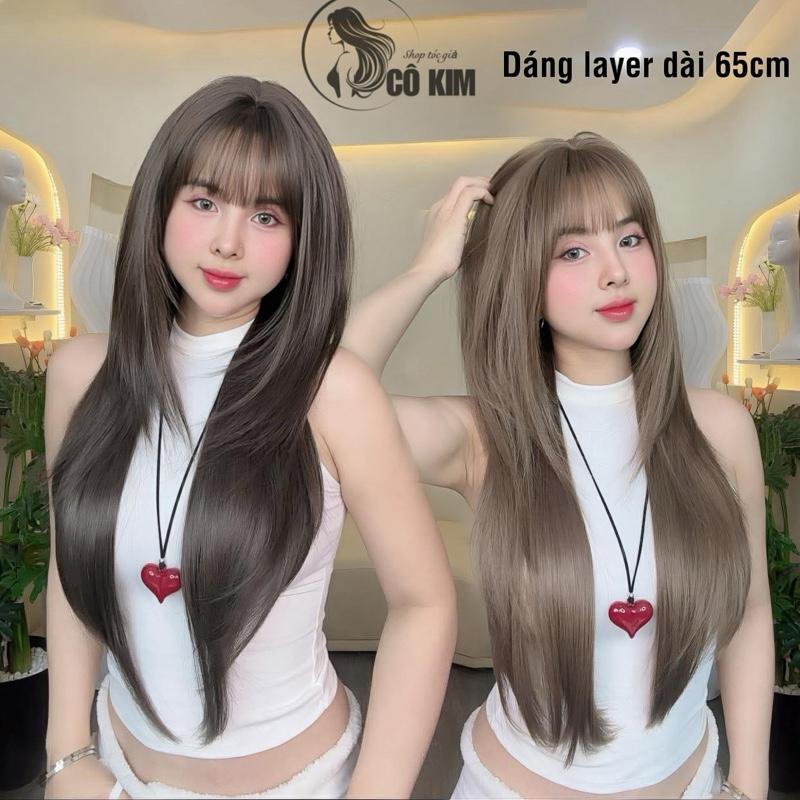  HK70 > Tóc bộ nguyên đầu có mái  dáng thẳng layer nhẹ nhàng 65cm     khách kéo qua xem ảnh hướng dẫn sử dụng nhé   