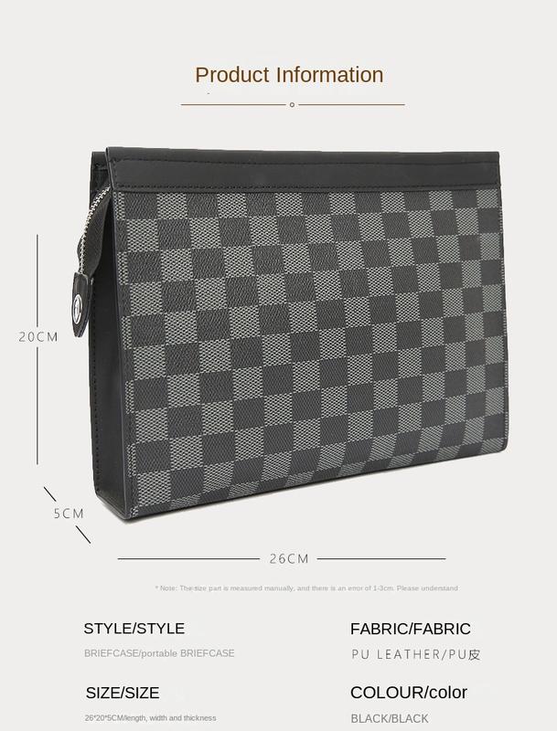 Product Introduction of Handbag Handbag 2023 new fashion men&#039;s bag plaid leisure business briefcase file bag envelope bag 5