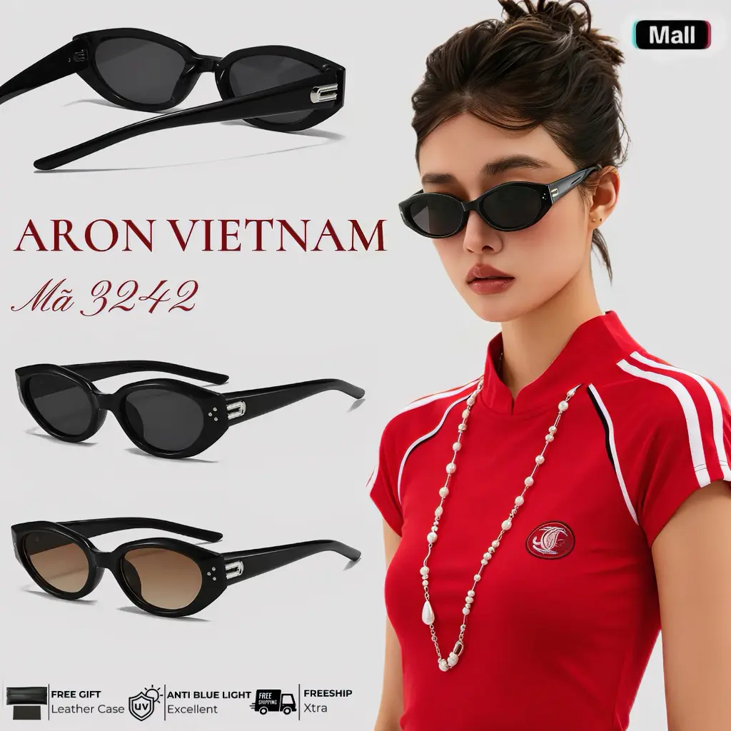 AORON Kính Râm Mắt Mèo 3242 Chống Tia UV Cổ Điển Dành Cho Phụ Nữ Và Nam Giới Bảo Vệ UV Cao Cấp Tặng Hộp Da Miễn Phí