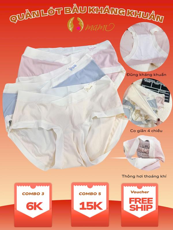 MAMI Quần lót bầu quần chip bầu thun tăm cạp chéo tránh chạm vết mổ tránh chạm vết mổ đáy kháng khuẩn