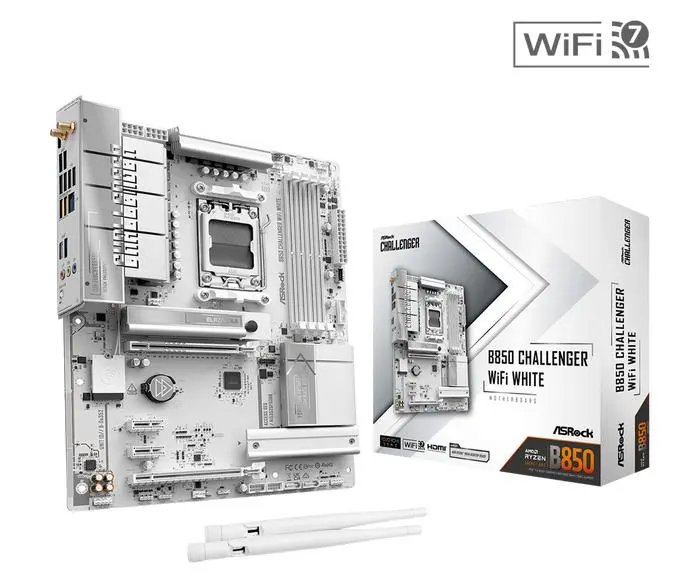 ASRock B850 Challenger WiFi AM5 AMD Ryzen Motherboar | White