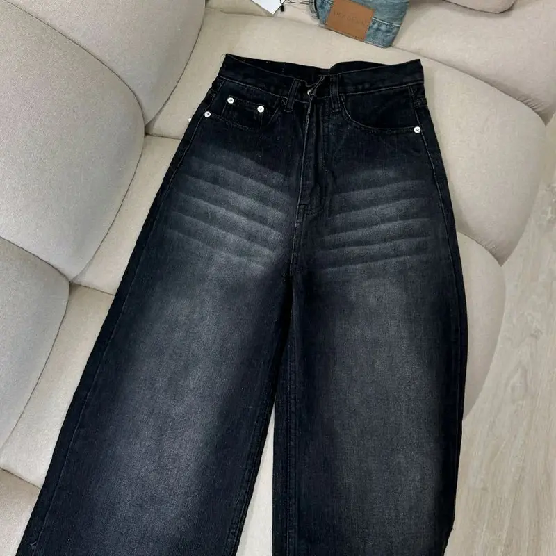 (UNISEX) Celana Kulot Jeans Retro Baggy Jeans Loose Panjang 7