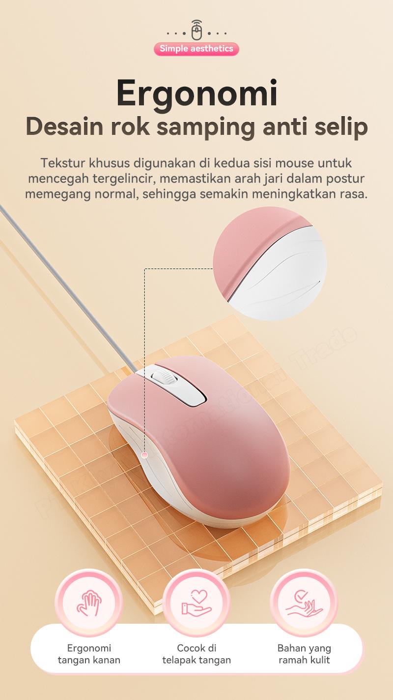 YLV Mouse Kabel untuk Kerja & Game - Sensor Optic Canggih untuk Kursor Stabil Tanpa Lag - Langsung Pakai Tinggal Colok USB - Bisa untuk Windows dan Mac