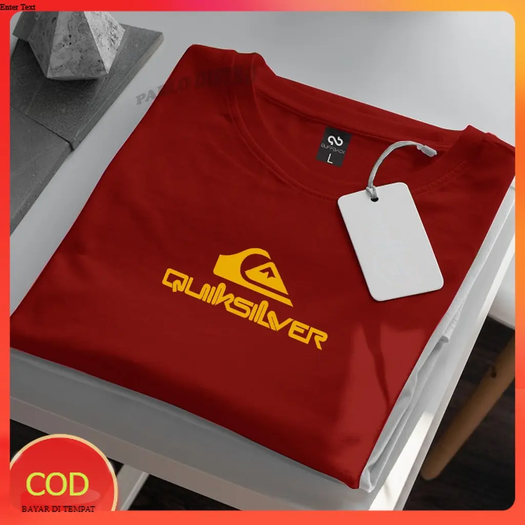 COD Kaos  Lengan Pendek Quiksilver 001 Text Gold Premium Quality Bahan Tebal Baju Kaos Pria Wanita Dewasa Remaja Bahan Katun  Adem Nyaman Sablon bajudistro Samping Keren Kain Hitam Polos Panjang
