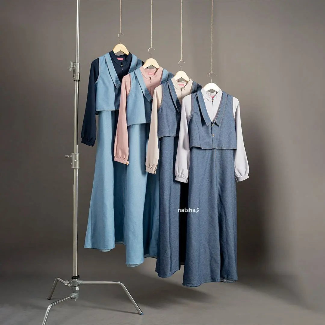 Sarah Dress 3in1 by Naisha Dress Lebaran 2024 Model Gamis Terbaru Remaja Dress Wanita Busui Frendly Kancing Kerah
