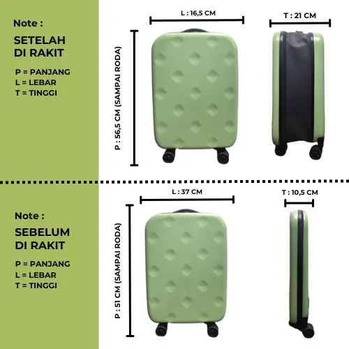 Koper Lipat L9009 20 inch Koper traveling jastip koper kabin 4 roda 360 derajat 3
