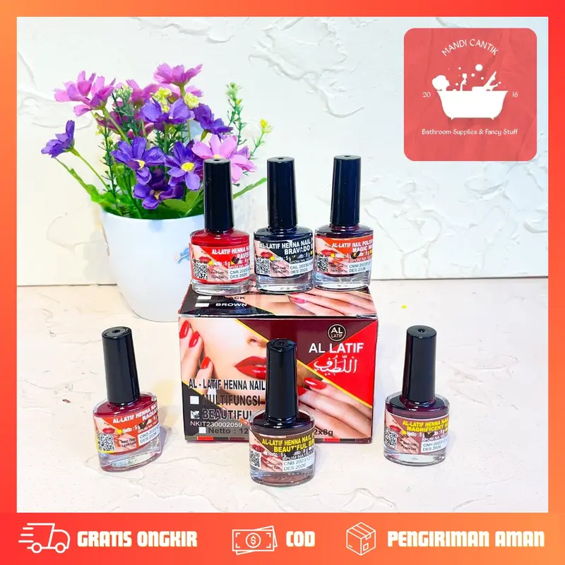 AL LATIF Henna Nail Polish 8 Gram / Kutek HALAL / Kutek Muslimah untuk Wudhu / Kutek Peel Off / Kutek Henna Nikah 4