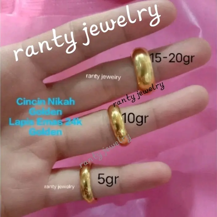 Cincin Belah Rotan Golden, 20gr, 10gr, 5 gr Replika Emas, cocok untuk cincin tunangan, kondangan, Cincin Couple, bisa untuk pria dan wanita