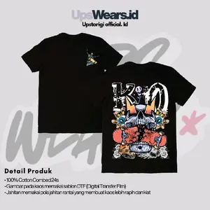 Baju Kaos Hitam Premium kualitas, Reguler Cowok & Cewek dengan Motif "Skaters" Bahan 100% Cotton Combed 24s.