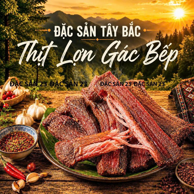 500G Thịt Lợn Gác Bếp Kèm Chẩm Chéo - Hương Vị Truyền Thống Quê Hương - Không…