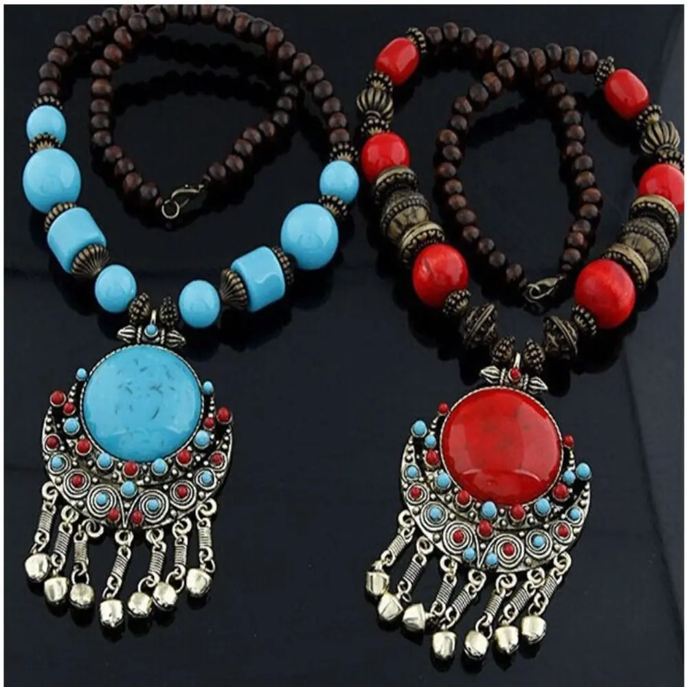 Vòng Cổ Bohemian, Thời Trang, Chất Liệu Hợp Kim, Phong Cách Cổ Điển, Mặt Dây Chuyền Bohemian, Quà Tặng, Thiết Kế Ngọc Lam, Vòng Cổ Dài, Thích Hợp Cho Bé Gái, Đồ Trang Sức