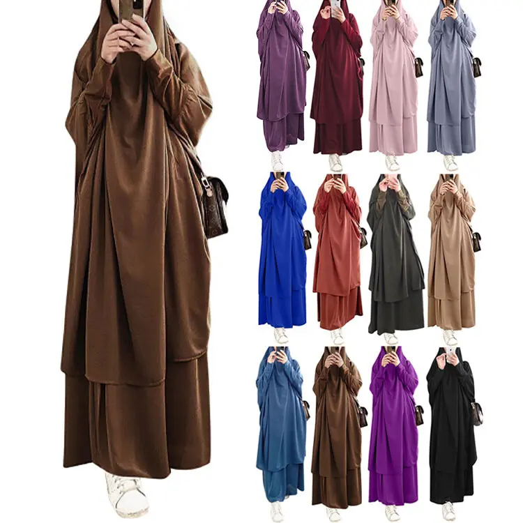 Eid Hooded Women Hijab Dress Prayer Garment Jilbab Abaya Long Khimar Ramadan Gown Abayas Skirt Sets Islamic Clothes Niqab