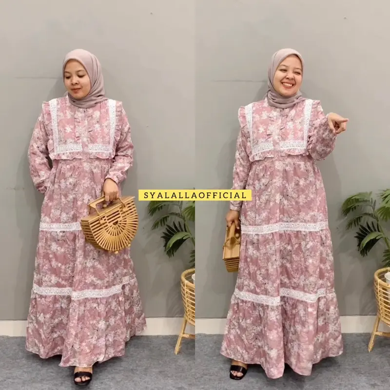 SYALALLA AALIYAH GAMIS KATUN BKK FULL BORDIR DAN FURING BUSUI FRIENDLY Dress Muslim Mewah Motif 4