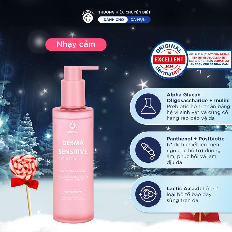  Gel rửa mặt dành cho da khô nhạy cảm Actidem Derma Sensitive Gel Cleanser 200ml 