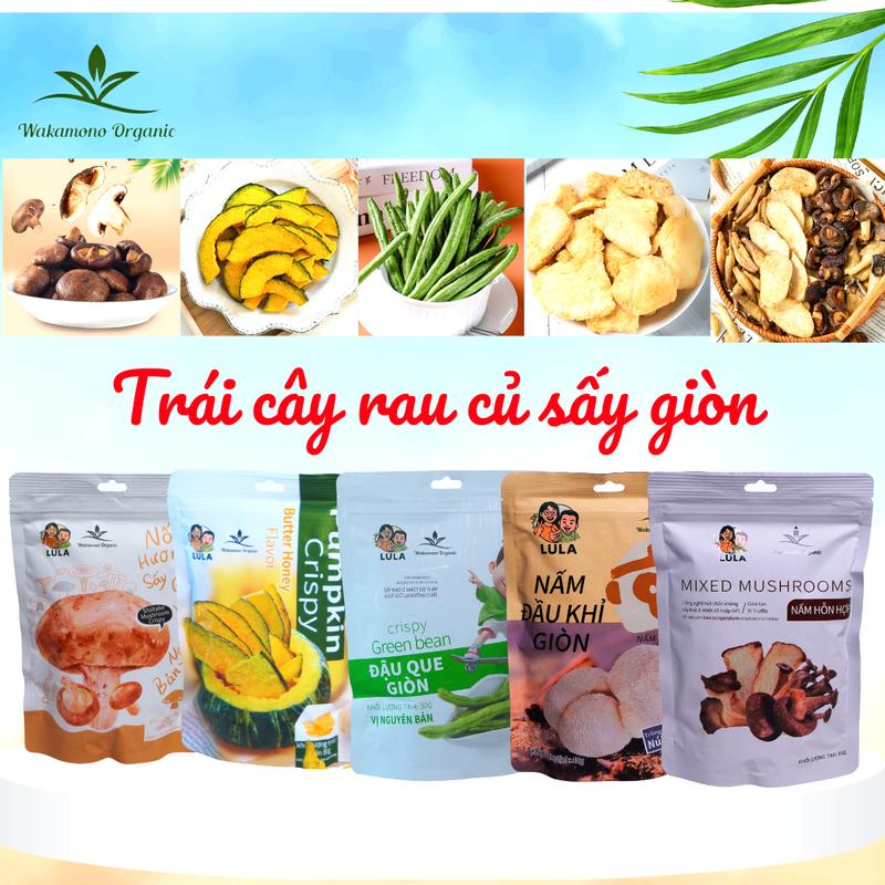 Wakamono Organic Trái Cây Rau Củ Sấy Giòn - Ăn Vặt Healthy - Không Dầu Ngọt Tự Nhiên - Bí Đỏ Đậu Que Nấm Hương Nấm Mix Nấm Đầu Khỉ Sữa Chua Dâu Xoài - Phù Hợp Cho Dân Văn Phòng Sinh Viên Người Ăn Kiêng