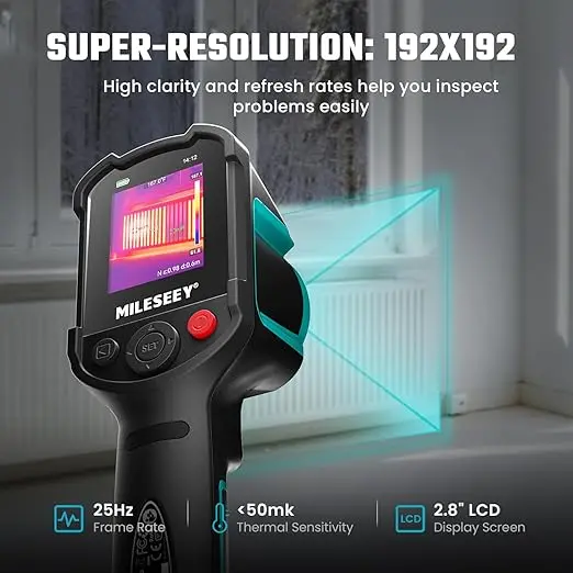 MILESEEY TR10 Professional Thermal Imager | 192x192 High-Res IR Sensor | 25Hz Real-Time Imaging (-20°C~550°C) | 8hr Continuous Operation | Portable Handheld Design | Building/Industrial Diagnostics Tool 1