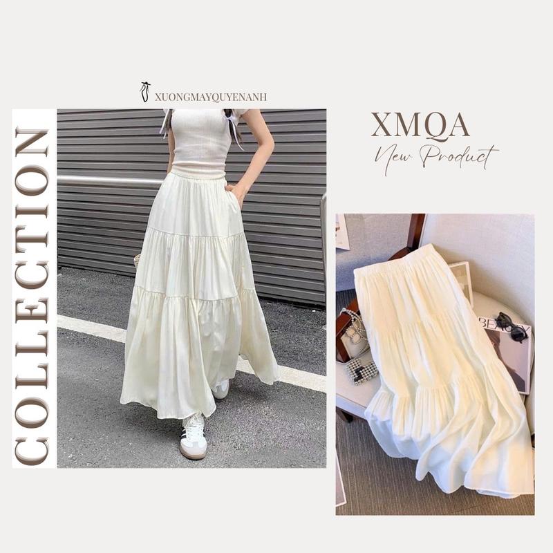 Chân váy maxi xòe 3 tầng lót trong dài ~93-95cm loại đẹp 2 lớp Nhung Voan cho nữ Women