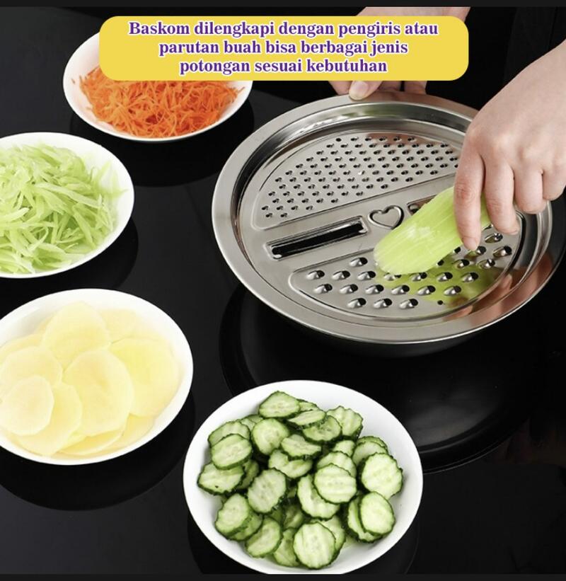 Product Introduction of Baskom Parutan Stainles Serbaguna - Parutan Baskom 3in1 Stainless Steel 1