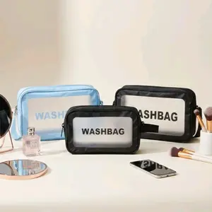 WashBag Tas Kosmetik Multifungsi Tas Transparan Make Up Wanita Waterproof dengan Tali Genggam untuk Perjalanan dan Keperluan Harian Pria dan Wanita