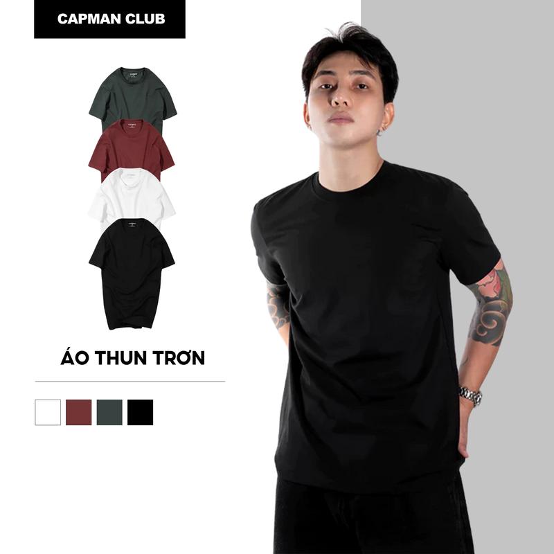 Áo thun nam trơn cổ tròn tay ngắn CAPMAN CLUB áo phông basic chuẩn form regular fit