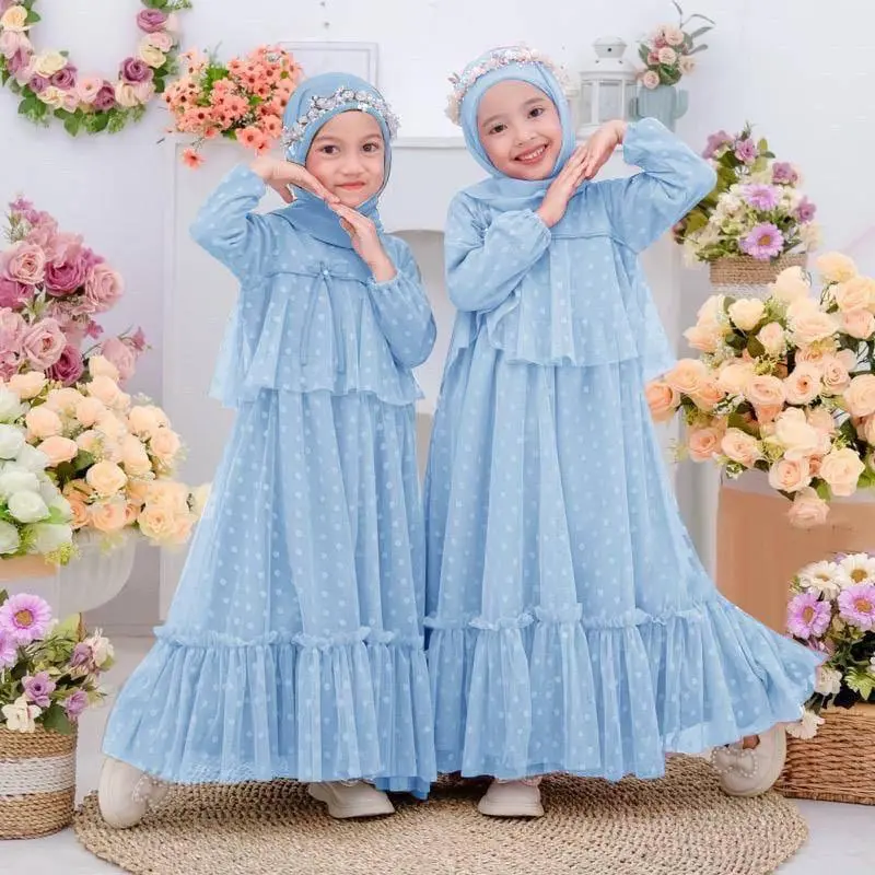 Izdihaar ( Terbaru ) Kids Emi / Baju anak / fashion anak / Gamis brukat anak / Gamis anak / Baju anak / Pakaian anak / Baju Lebaran 2024 / COD Tile Panjang Muslim Lembut Dress Remaja Cewek