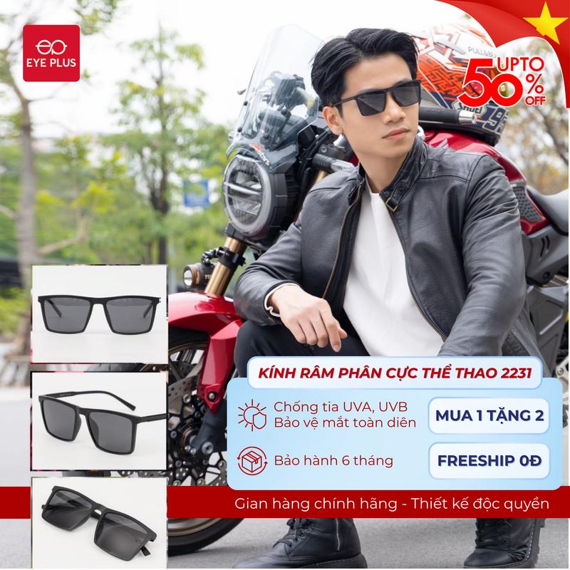 Kính Râm Phân Cực Chống Nắng Nam Nữ Eye Plus 5113 Gọng Kính Nhựa Nguyên Sinh Mềm Dẻo Không Vỡ, Tròng Kính Mát Chống Loá Polarized, Mắt Kính Chống Tia UV400, Kính Mắt Kiểu Dáng Thời Trang Phong Cách Sang Chảnh