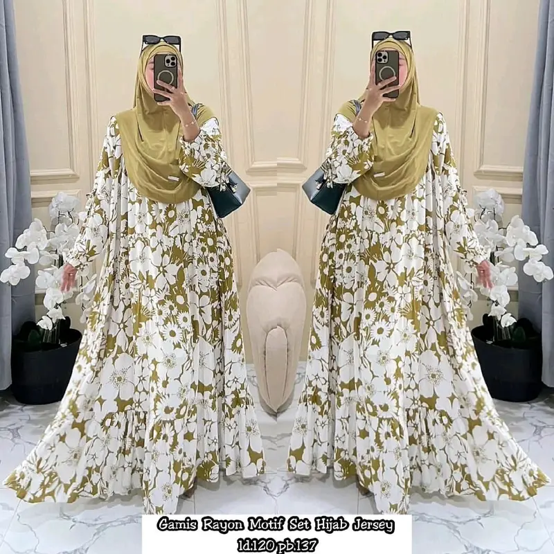 Lavanya Set Hijab Gamis syari || Gamis Set Hijab Dress Wanita Rayon  Diamond 2