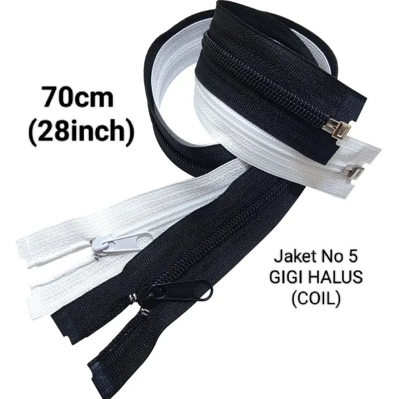 Resleting Jaket Gigi Halus / Coil / Rits risleting koil 70 cm Satuan gigi nomor 5