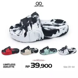 Sandal Pria Slip On Motif Loreng Kasual Kekinian Terbaru 2026 Sendal Karet Cowok Selop Hitam Merah