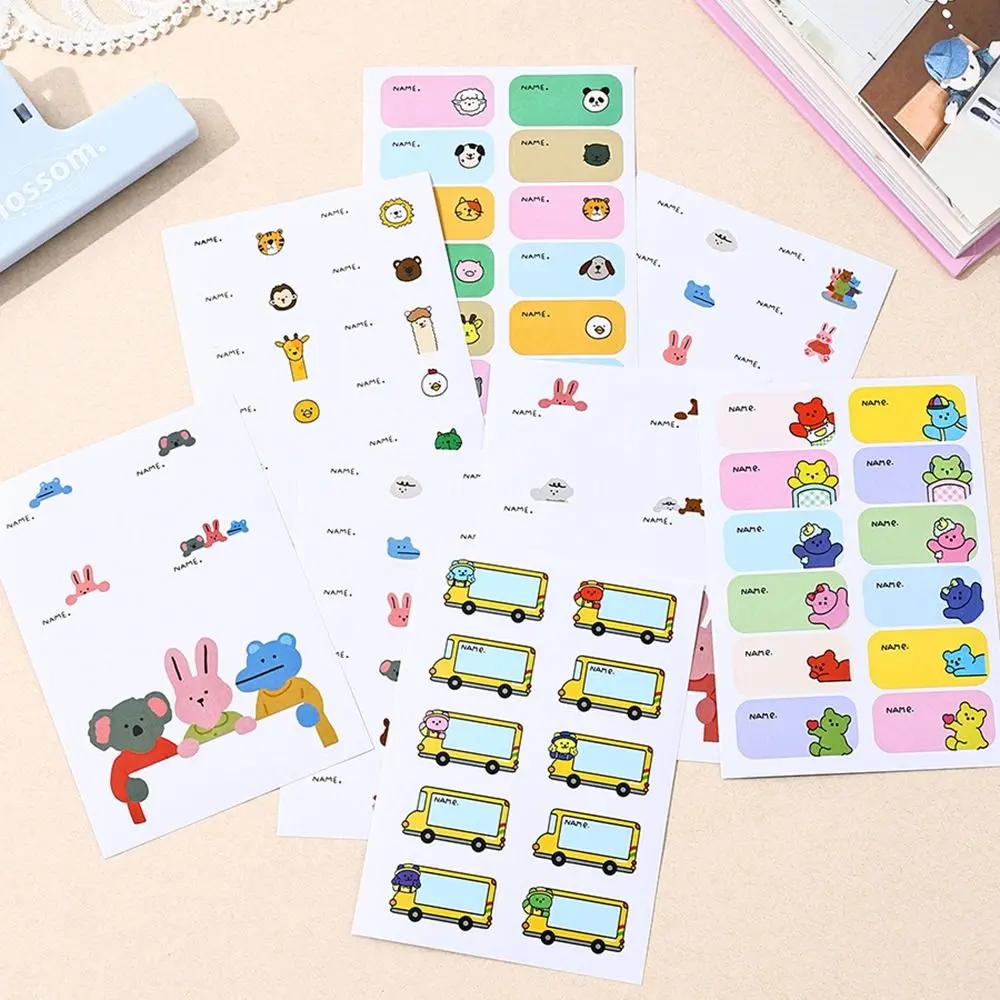 10Pcs High Quality Custom Name Sticker Handwritten Self-adhesive Name Labels Sticker Cartoon Student Stationery Name Tag Sticker