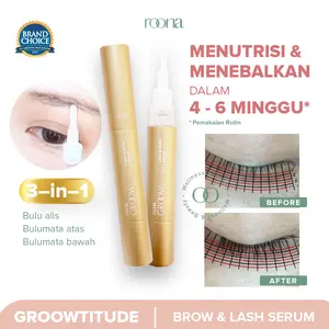 ROONA Groowtitude Brow & Lash Serum | Menumbuhkan, Menebalkan, Menguatkan Alis & Bulu mata Natural Alami