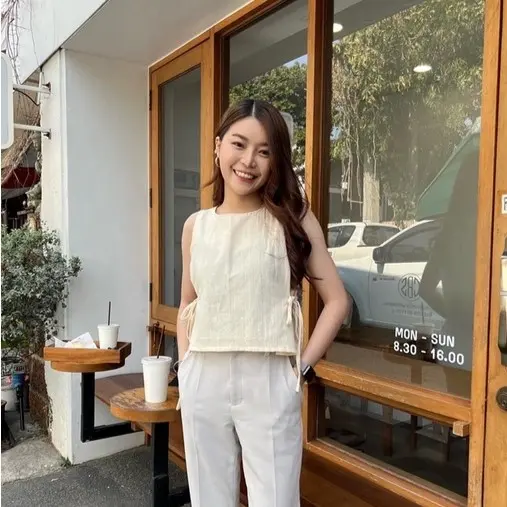 KINAN SIMPLE TOP LINEN ATASAN Wanita Korea Style