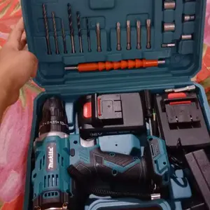 MAKlTA 88VF && 96VF Mesin Bor Listrik 10mm Cordless Drill tia crewdriver dengan AND 2 Baterai Cas LED LightToolSet untuk Besi Tembok Beton Kayu