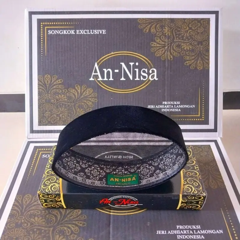 An-Nisa Songkok Hitam Polos Full AC Premium Bahan Bludru Falcon High Quality Ukuran 7-8-9 Cm Kopiah Pria Muslim Dewasa Stok Melimpah