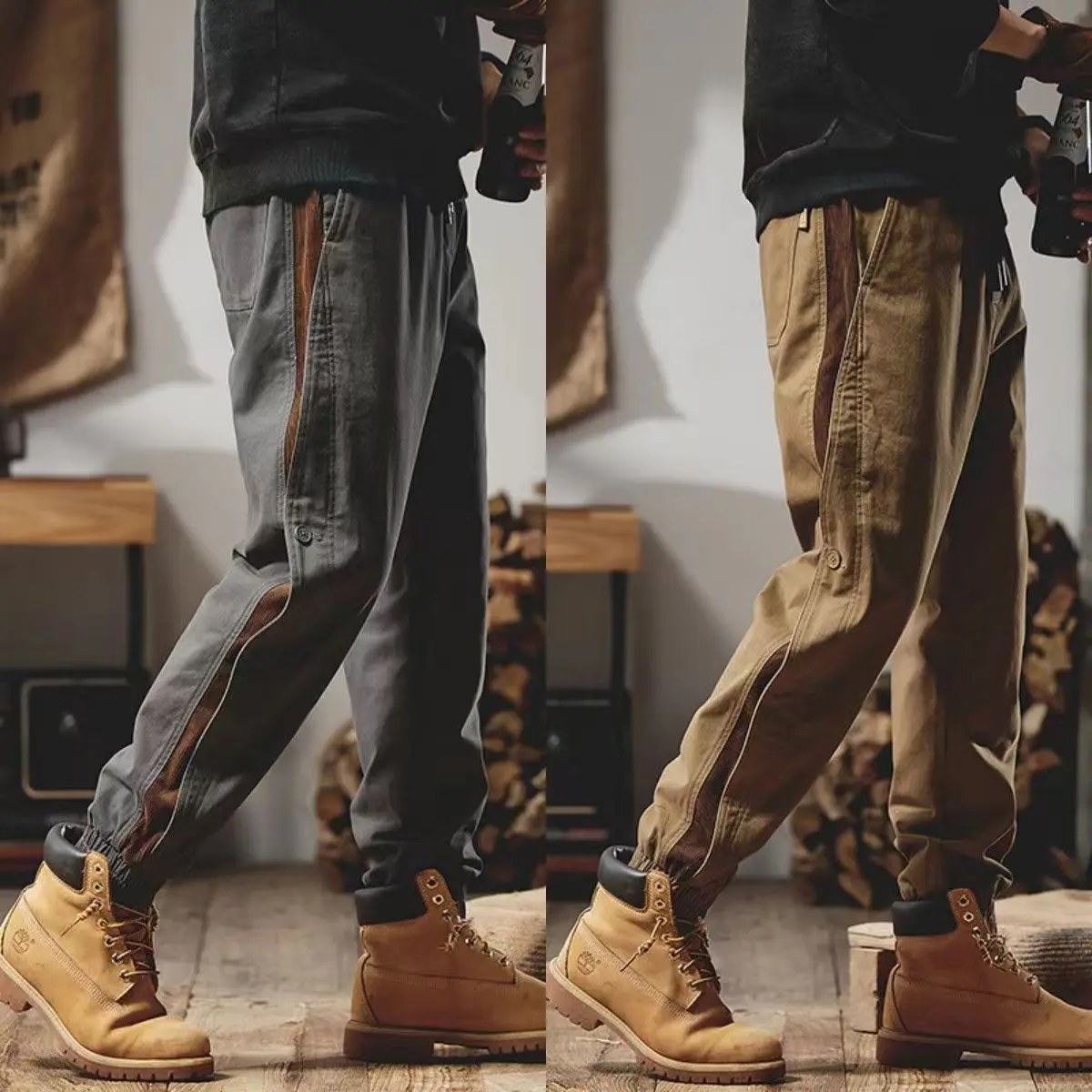 Men's American cargo pants Men's trendy ankle binding cargo pants Men's retro and fashionable cargo pants Men's sports and casual cargo pants Men's oversized loose cargo pants Men's commuting casual pants