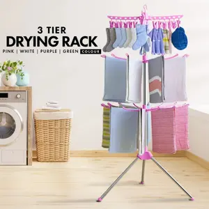 Rak Jemuran Handuk 24 Klip dan 16 Cabang/Jemuran Baju Bayi/Jemuran Stainless/Jemuran Handuk 3 Susun/Jemuran Handuk Baju Bayi Celana Dalam Stainless Steel