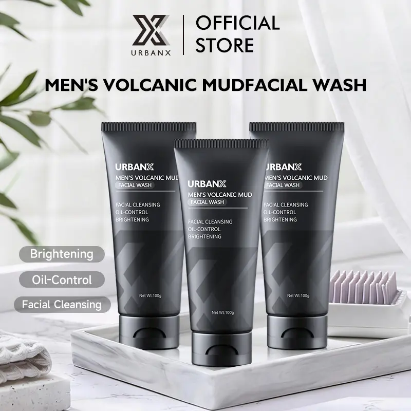 [DAPAT 3] UrbanX MEN'S Volcanic Mud Facial Wash 100g Facial-Cleansing Oil-Control Brightening Face Wash Wajah Muka