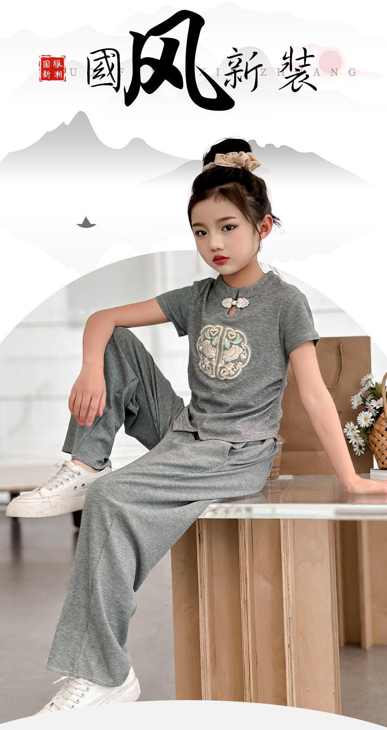 Product Introduction of Quần Áo Trẻ Em, Thoải Mái, Bộ Đồ Mùa Hè Cho Bé Gái, Hàng Mới Về 2024, Dành Cho Trẻ Em Trung Và Lớn, Phong Cách Trung Quốc, Bộ Đồ Hai Mảnh ngắn Tay, Thời Trang, Thích Hợp Cho Mùa Hè 24