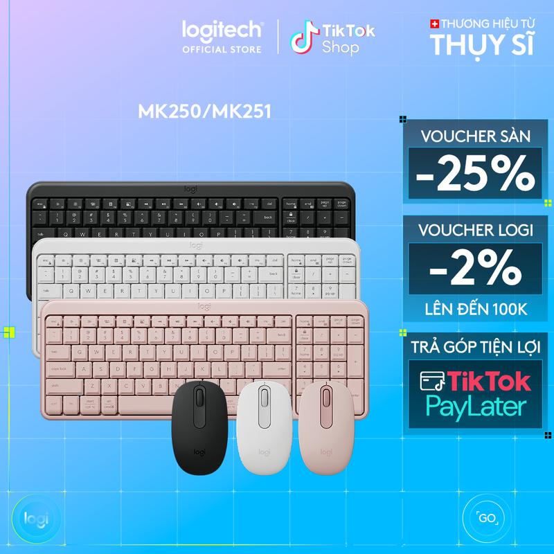 Combo Bàn phím & Chuột Bluetooth Logitech MK250 | MK251 - dễ kết nối, thiết lập, thiết kế nhỏ gọn