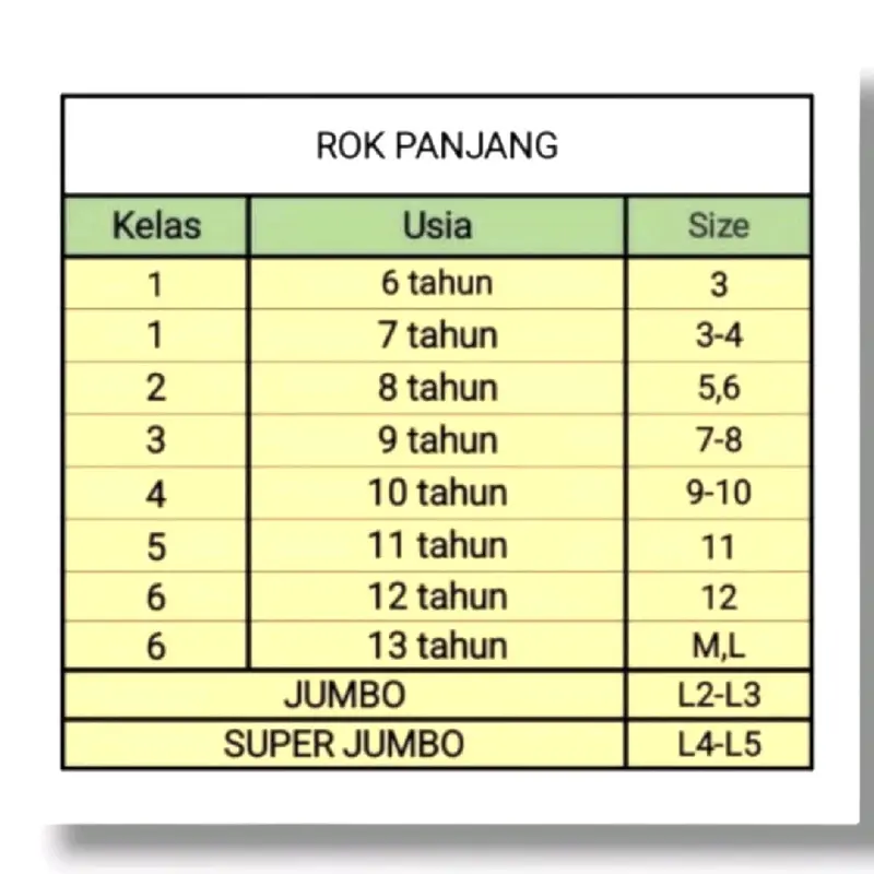 Rok Panjang SD MI Anak Perempuan Rok Rempel Warna Merah Putih Coklat Hijau dan Hitam Fashion 7