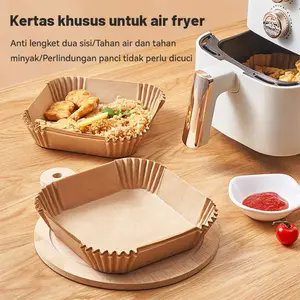 50 Pcs Kertas Alas Air Fryer Kotak / kertas fryer anti lengket /Anti Lengket Tahan Minyak baking paper / Alas Fryer Silikon / Tatakan Kue / Tempat Kue