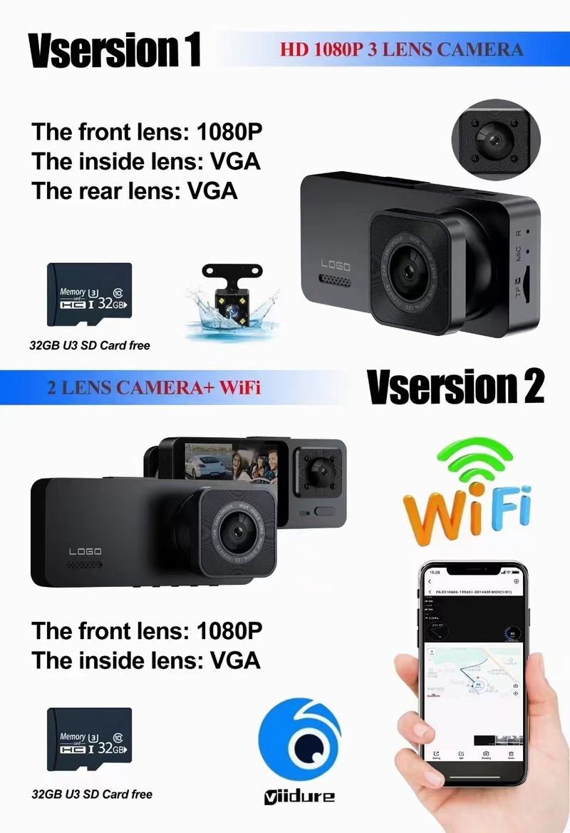 Product Introduction of Dashcam For Car Wifi Dash Cam 2 Camera Lens Car Dvr Dashcam 3-Channel Dash Cam Hd 1080p Camera With Rear Camera Night Vision Driving Video Record 30