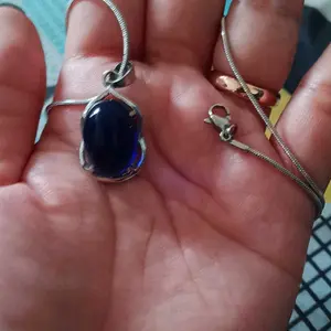Liontin terbaru kalung titanium Blue safir siap pakai